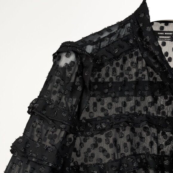 Isabel Marant AW/16 Alba Black Fil Coupé Polka Dot Blouse - Picture 5 of 11